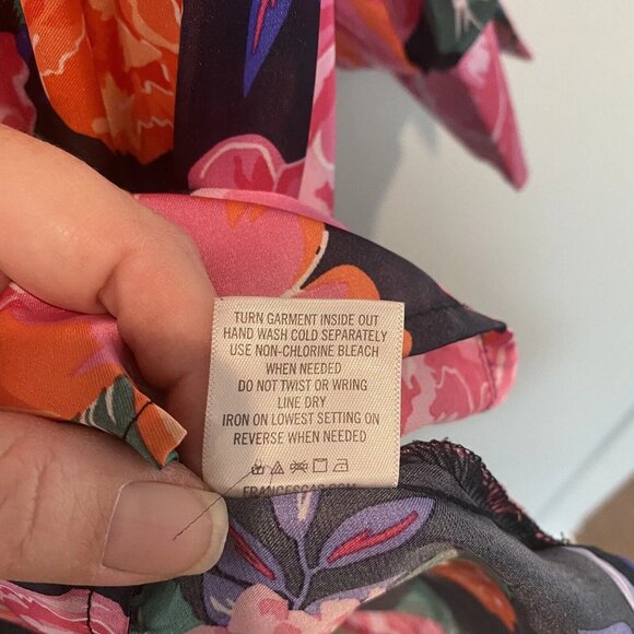 Francesca’s Mi Ami Dress Size Small S Floral Pink Satin Babydoll Minidress Seth - Picture 11 of 12